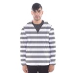 Horizontal Stripes - White and Gray Hooded Wind Breaker (Men)