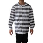 Horizontal Stripes - White and Gray Hooded Wind Breaker (Kids)