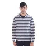 Horizontal Stripes - White and Gray Wind Breaker (Men)