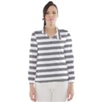 Horizontal Stripes - White and Gray Wind Breaker (Women)
