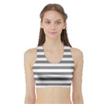 Horizontal Stripes - White and Gray Women s Sports Bra with Border