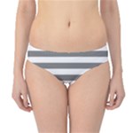 Horizontal Stripes - White and Gray Hipster Bikini Bottoms
