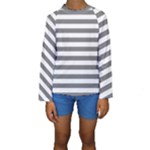 Horizontal Stripes - White and Gray Kid s Long Sleeve Swimwear