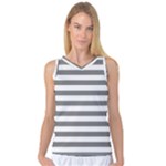 Horizontal Stripes - White and Gray Women s Basketball Tank Top