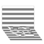 Horizontal Stripes - White and Gray LOVE Bottom 3D Greeting Card (7x5)