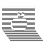 Horizontal Stripes - White and Gray Apple 3D Greeting Card (7x5)