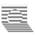 Horizontal Stripes - White and Gray Circle 3D Greeting Card (7x5)
