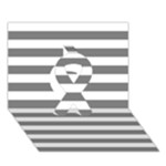 Horizontal Stripes - White and Gray Ribbon 3D Greeting Card (7x5)