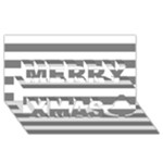 Horizontal Stripes - White and Gray Merry Xmas 3D Greeting Card (8x4)
