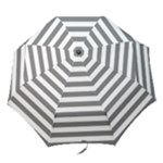 Horizontal Stripes - White and Gray Folding Umbrella