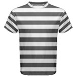 Horizontal Stripes - White and Dark Gray Men s Cotton Tee