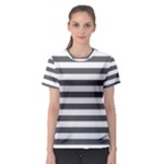 Horizontal Stripes - White and Dark Gray Women s Sport Mesh Tee