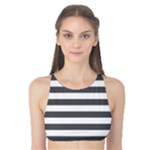 Horizontal Stripes - White and Dark Gray Tank Bikini Top