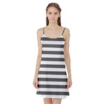 Horizontal Stripes - White and Dark Gray Satin Night Slip