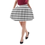 Horizontal Stripes - White and Dark Gray A-Line Pocket Skirt