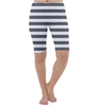 Horizontal Stripes - White and Dark Gray Cropped Leggings