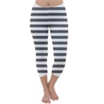 Horizontal Stripes - White and Dark Gray Capri Winter Leggings