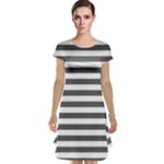Horizontal Stripes - White and Dark Gray Cap Sleeve Nightdress
