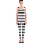 Horizontal Stripes - White and Dark Gray OnePiece Catsuit