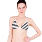 Horizontal Stripes - White and Dark Gray Bikini Top