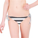 Horizontal Stripes - White and Dark Gray Bikini Bottom