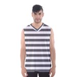 Horizontal Stripes - White and Dark Gray Men s Basketball Tank Top