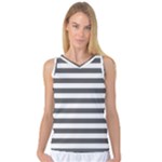 Horizontal Stripes - White and Dark Gray Women s Basketball Tank Top