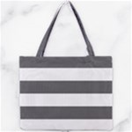 Horizontal Stripes - White and Dark Gray Mini Tote Bag