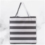 Horizontal Stripes - White and Dark Gray Grocery Tote Bag