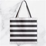 Horizontal Stripes - White and Dark Gray Zipper Grocery Tote Bag