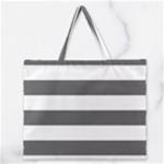 Horizontal Stripes - White and Dark Gray Zipper Large Tote Bag