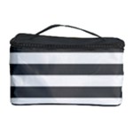 Horizontal Stripes - White and Dark Gray Cosmetic Storage Case