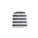 Horizontal Stripes - White and Dark Gray Drawstring Pouch (XS)