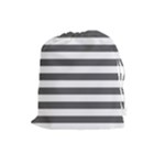 Horizontal Stripes - White and Dark Gray Drawstring Pouch (L)