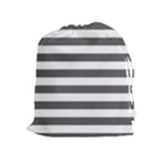 Horizontal Stripes - White and Dark Gray Drawstring Pouch (XL)