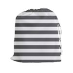 Horizontal Stripes - White and Dark Gray Drawstring Pouch (XXl)