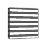 Horizontal Stripes - White and Dark Gray Mini Canvas 4  x 4  (Stretched)