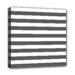 Horizontal Stripes - White and Dark Gray Mini Canvas 8  x 8  (Stretched)