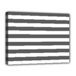Horizontal Stripes - White and Dark Gray Canvas 14  x 11  (Stretched)