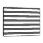 Horizontal Stripes - White and Dark Gray Canvas 16  x 12  (Stretched)