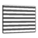 Horizontal Stripes - White and Dark Gray Canvas 20  x 16  (Stretched)