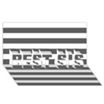 Horizontal Stripes - White and Dark Gray BEST SIS 3D Greeting Card (8x4)