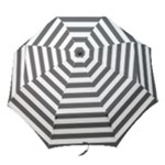 Horizontal Stripes - White and Dark Gray Folding Umbrella