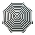 Horizontal Stripes - White and Dark Gray Golf Umbrella