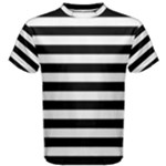 Horizontal Stripes - White and Black Men s Cotton Tee
