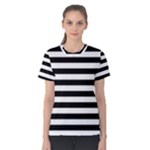 Horizontal Stripes - White and Black Women s Cotton Tee