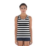 Horizontal Stripes - White and Black Women s Sport Tank Top