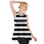 Horizontal Stripes - White and Black Side Drop Tank Tunic