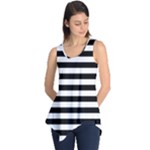 Horizontal Stripes - White and Black Sleeveless Tunic