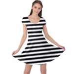 Horizontal Stripes - White and Black Cap Sleeve Dress